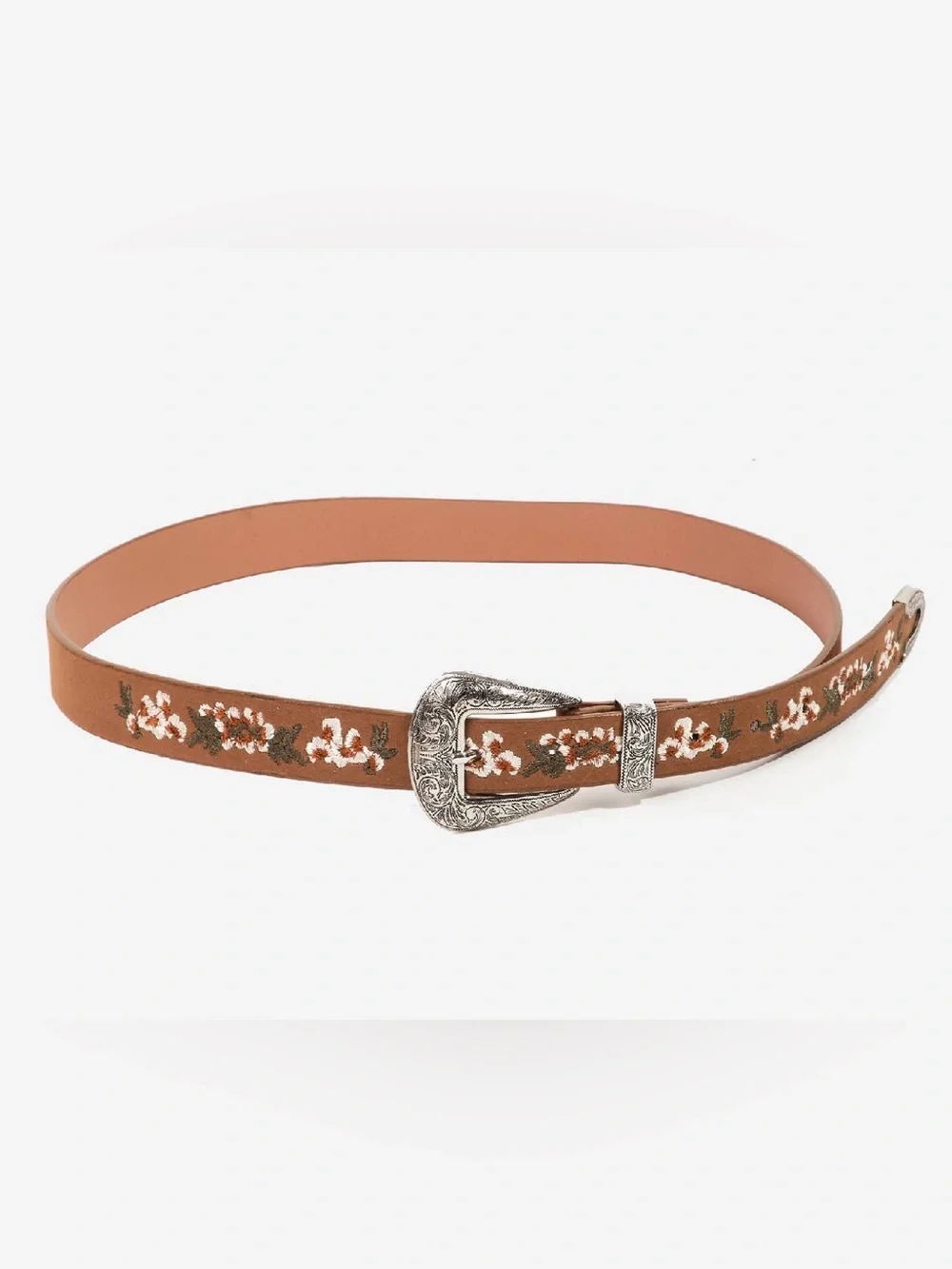 NWT Embroidered Floral Boho Festival Vegan Leather Belt - Picture 6 of 7